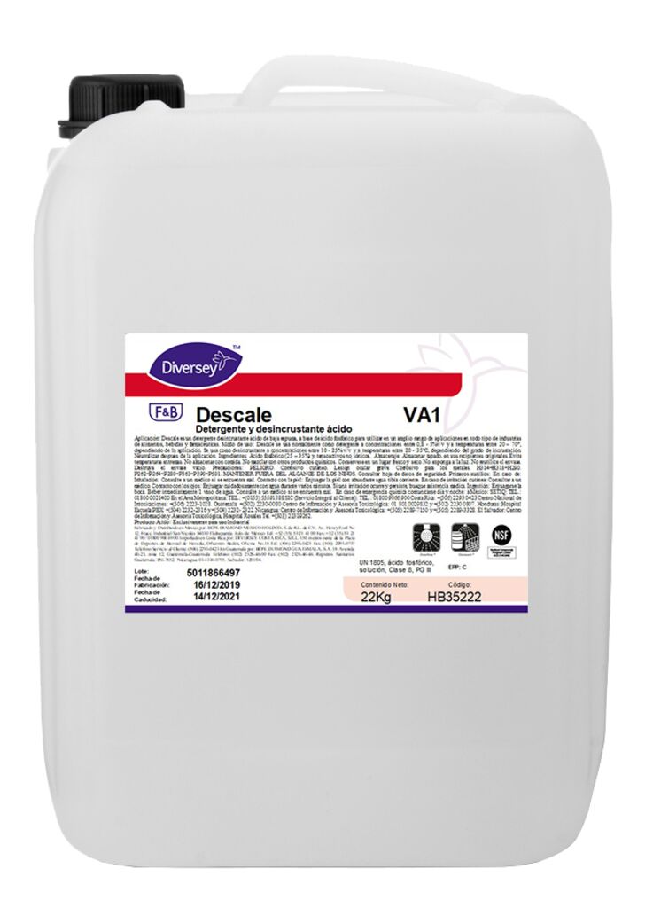 DESCALE VA1 22kg - Detergente y desincrustante ácido